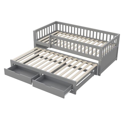 lit gigogne 90x200 Cm Avec Lit Gigogne Et 2 Tiroirs Gris