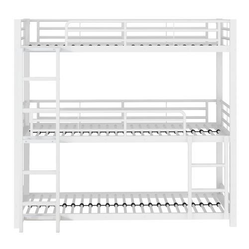 Lit Superposé 90x200 Cm Avec Structure En Métal Blanc