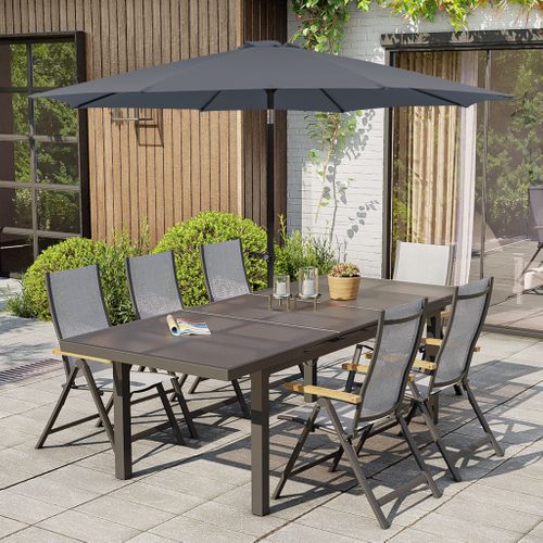 Parasol 300 Cm De Diamètre Avec Structure En Aluminium Inclinable Gris Foncé