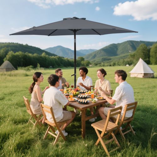 Parasol 270 Cm De Diamètre Avec Structure En Aluminium Gris Foncé