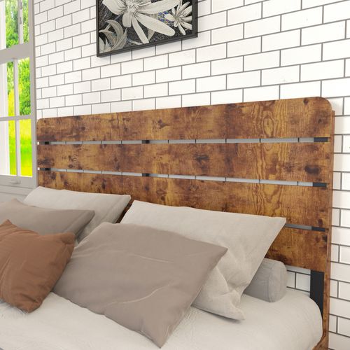 Lit Double 160x200 Cm Avec Sommier à Lattes En Fer Marron