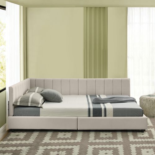 Lit Double 140x200 Cm Avec Structure En Bois D’eucalyptus Et Cadre En Fer Beige