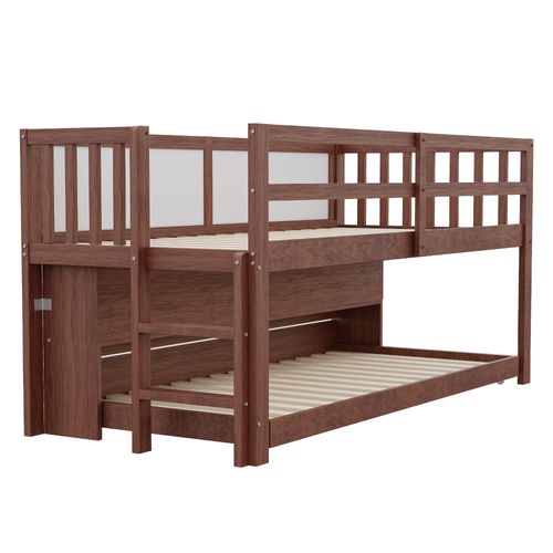 Lit Mezzanine 90x200 Cm Avec Structure En Bois Marron