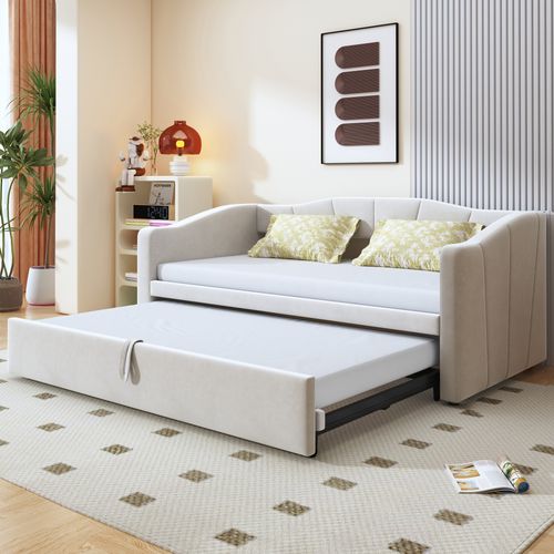 lit gigogne 90x200 Cm Avec Structure Gigogne Beige