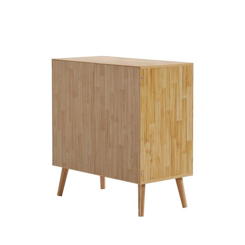 Commode Classique Avec 3 Tiroirs, Plateau En Rotin, Dessus Rabattable, Pieds En Bois, 90x40x80 Cm
