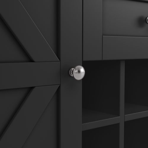 Buffet de cuisine  120x40x188cm  Noire Avec Étagères Ajustables,Casier à Vin,4 Portes Et 2Tiroirs