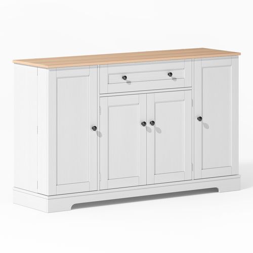 Buffet De Cuisine (138 Cm) Avec Tiroir,portes Et Étagères Réglables,design Moderne,anti-basculement