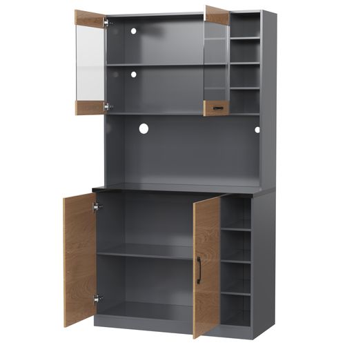 Buffet (100x47x187 Cm), Buffet Avec LED, Gestion Des Câbles, Étagères Réglables