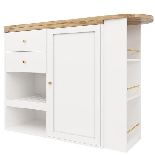 Table De Bar Pivotante à 360° Avec 2 Tiroirs Et Porte Coulissante,3 Niveaux De105 X 39 X 102 Cm