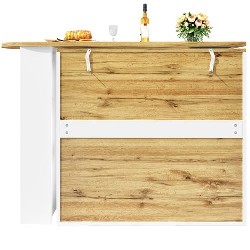 Table De Bar Pivotante à 360°, Avec 3 Portes Et Étagères,blanc/noir (138 X 39 X 102 Cm)