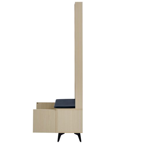 Garde-robe Moderne Avec Banc Et Crochets, Pieds En Acier Noir, Design Élégant Et Rangement Pratique