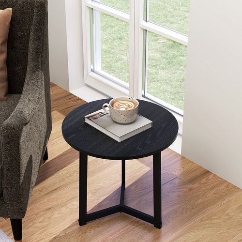 Lot De 2 Tables Basses Rondes En Acier, Design Moderne, Pour Salon, Noir, 35 Kg.