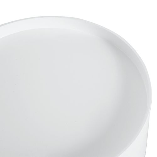 Table D'appoint Ronde 38x38x45 Cm Blanche En Bois, Tiroir Discret Et Style Scandinave Intemporel