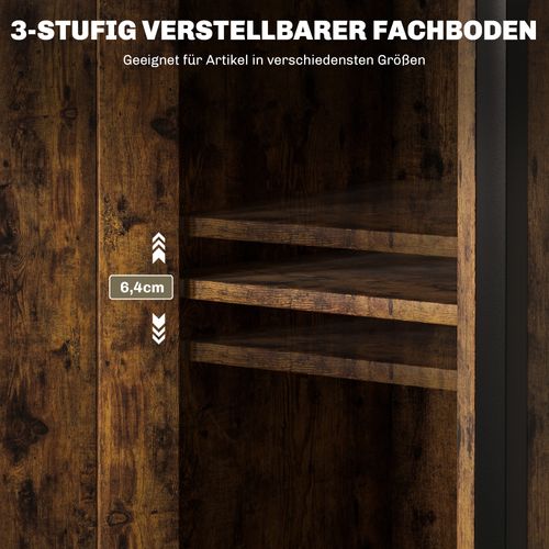 Table D'appoint 34 X 30 X 80 Cm, Aspect Bois Marron, Rangement Réglable Et Style Industriel