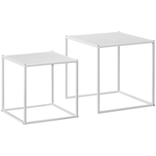 Set De 2 Tables Basses 40x40 Et 35x35 Cm En Acier Blanc — Design Moderne, Modulable