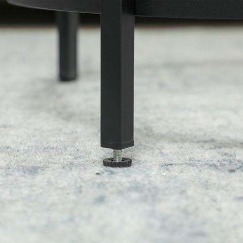 Table D'appoint Ronde 48x48x54,7 Cm En Verre Trempé Et Cadre Métal Noir, Élégante Et Pratique