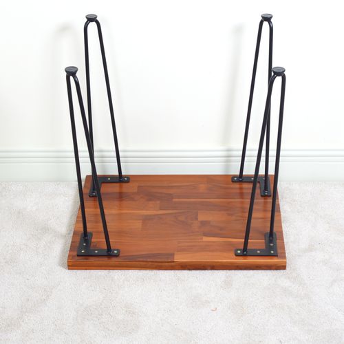 Table Basse En Acajou Massif Finition Bois Naturel, Plateau Décor Motif Feuilles