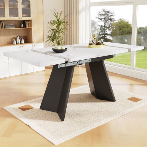Table Télescopique Extensible (99–159 × 74 Cm), Design Flexible, Plateau Blanc