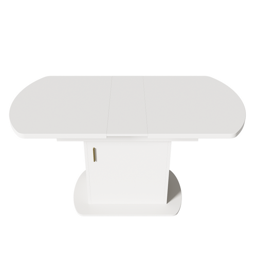 Table Extensible 110/130x70x75 Cm Blanche Avec Rangement Intégré Et Poignée Dorée Élégante