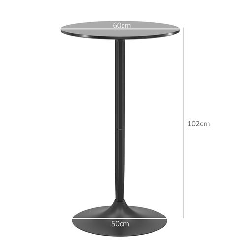 Table Haute Bar 60 X 102 Cm En Mdf Noir, Design Compact, Base Acier Poudré Stable