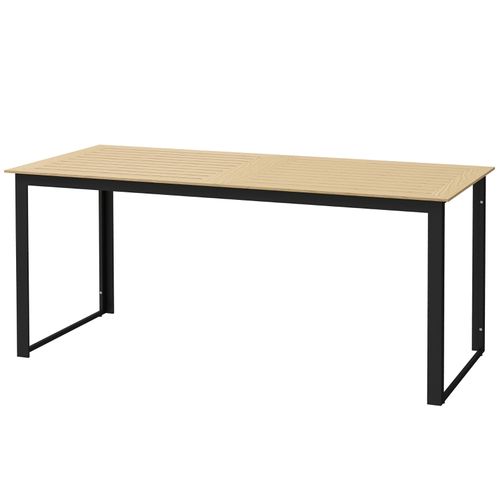 Table De Jardin 175x78x75 Cm Effet Teck, Plateau Lamellé Résistant, Pour 6 Personnes