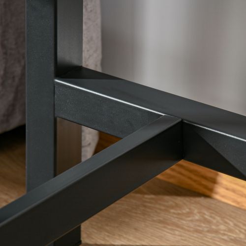 Table Haute 120x40x100 Cm Blanche Effet Marbre, Structure Acier Et Plateau Contreplaqué