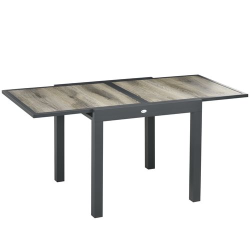 Table De Jardin Extensible 80/160x80x75 Cm Aluminium Beige, 6 Places, Plateau Résistant