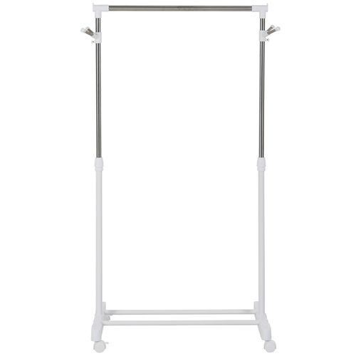 Portant Roulant Ajustable 68,5x42x87-145 Cm En Acier Inox Blanc, Étagère Inférieure