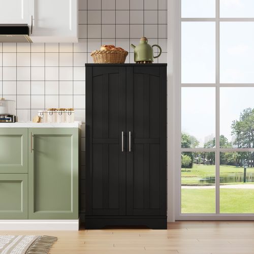 Buffet Haut 120x40x180 Cm En Mdf Noir Avec Éclairage LED Multicolore Pilotable