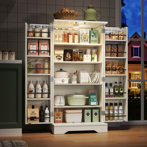 Buffet Haut 120x40x180 Cm En Mdf Noir Avec Éclairage LED Multicolore Pilotable