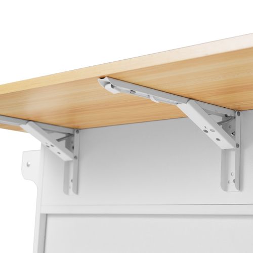 Chariot De Service 112x40(70)x94 Cm Blanc/naturel, Plateau Rabattable Bois, Tiroirs Et Roulettes