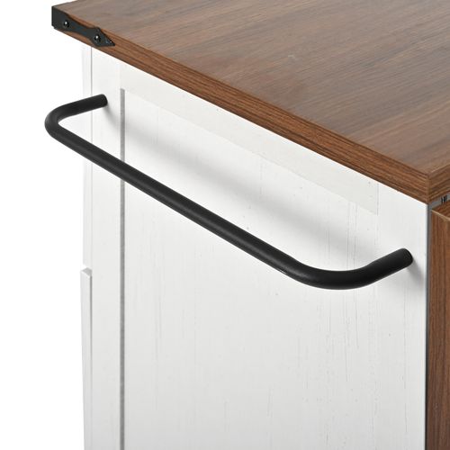 Îlot De Cuisine 140x45x92,5 Cm En Mdf Beige, Plateau Extensible, Rangements Intégrés Et 5 Roulettes