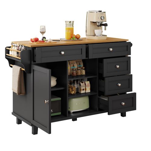 Lit Chariot De Service 134x46x92 Cm En Mdf Noir, Design Moderne Et Rangement Modulable