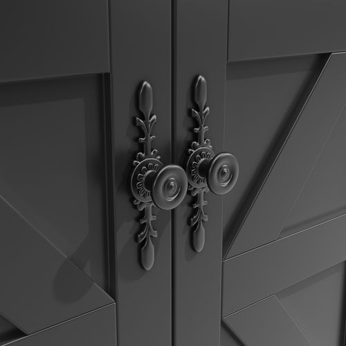 Îlot De Service 140x73x93,5 Cm (plié 140x45x93,5) Mdf Noir, Plateau Extensible Et 5 Roues