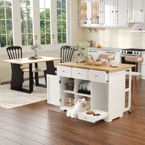 Desserte Roulante 120x40x90 Cm Blanche Avec Plateau Extensible 120x70 Cm Et Bol Inox Intégré