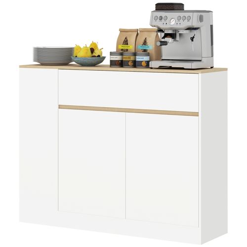 Buffet 105x30x81,5 Cm Blanc - Rangement Modulable Avec Tiroir Séparé Et Étagères Réglables
