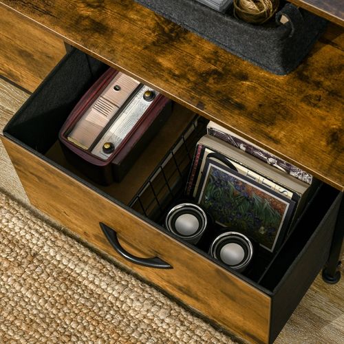 Lit Meuble De Rangement Industriel 44x29x92 Cm, 3 Tiroirs En Polyester Et Cadre Acier, Brun