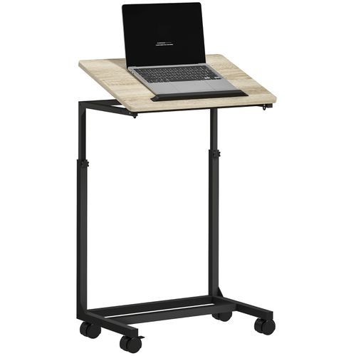 Table D'appoint En C 55x36 Cm Chêne, Hauteur Réglable 62,5–82,5 Cm, Plateau Inclinable 0–60°