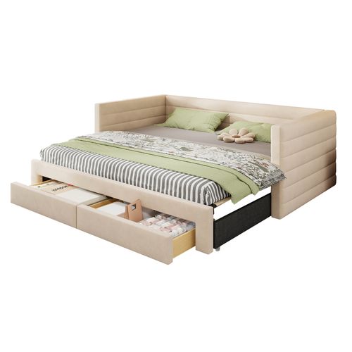lit gigogne 90x190 Cm Avec Structure Convertible Beige