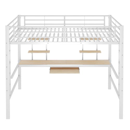 Lit Mezzanine 140x200 Cm Avec Structure En Métal Blanc