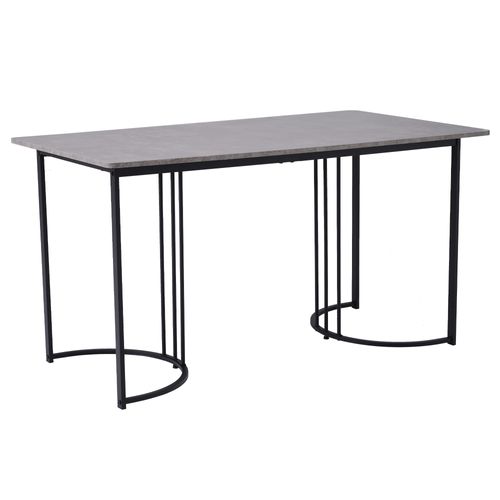 Ensemble Repas 140x80 Cm Gris, Table Mdf Effet Marbre Sur Piètement Métal, 4 Chaises Velours
