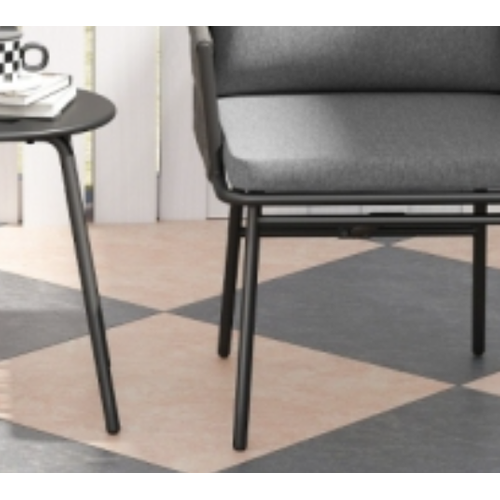 Set bistro 3 pièces en résine tressée grise, structure acier, 2 fauteuils et table40cm