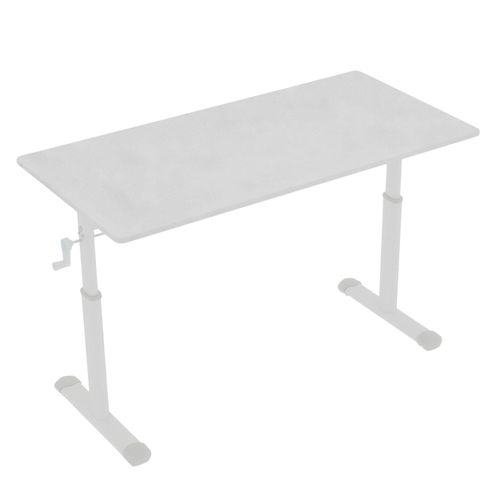 Bureau Réglable à Manivelle, Hauteur Ajustable, Blanc, Métal Et Plateau Bois, Design Épuré