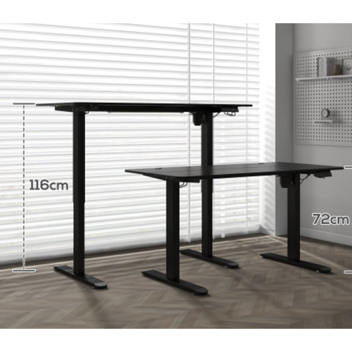 Bureau Assis-debout Électrique 140x70 Cm — Plateau Contreplaqué Noir, 4 Mémoires, 72-116 Cm