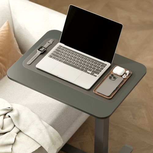 Bureau Assis-debout Mobile 65x48x73-110 Cm Noir, Plateau Bois Et Structure Acier, Roulettes