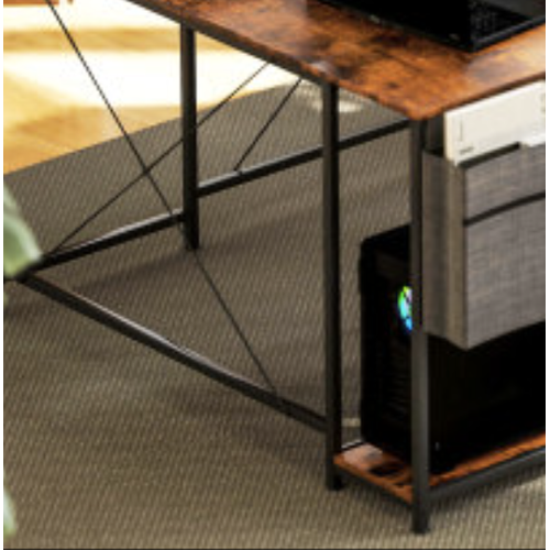 Bureau D'angle 168x120 Cm (ext. 240x48 Cm) En Bois Marron, Rangement Et Support Écran 42 Pouces