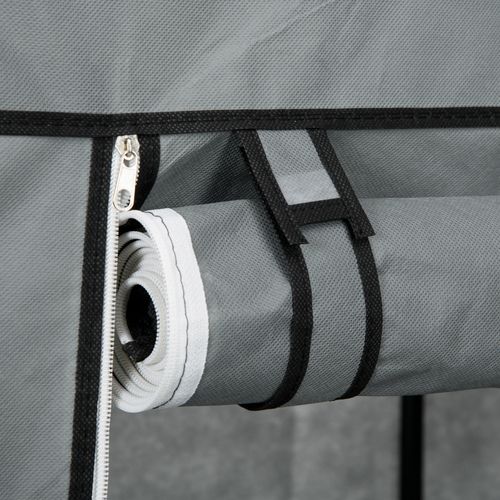 Armoire Textile 102x42,5x162,5 Cm Gris Foncé, Cadre Acier, 1 Tringle, 6 Étagères, Housse Zippée