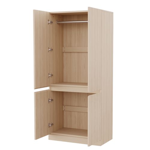 Armoire 70 X 40 X 170 Cm En Bois Naturel, Double Porte, Rangement Spacieux Et Design Sobre