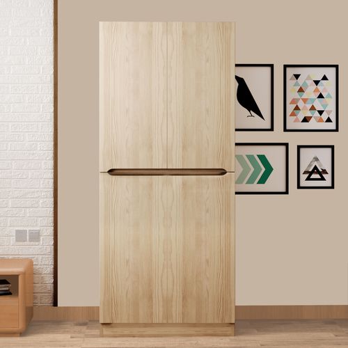 Armoire 70x40x170 Cm En Bois Naturel, Double Porte, Grand Volume De Rangement Au Style Sobre