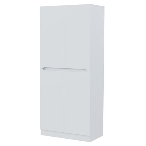 Armoire 70x40x170 Cm Blanche En Bois, Double Porte, Grand Espace De Rangement Et Compartiments